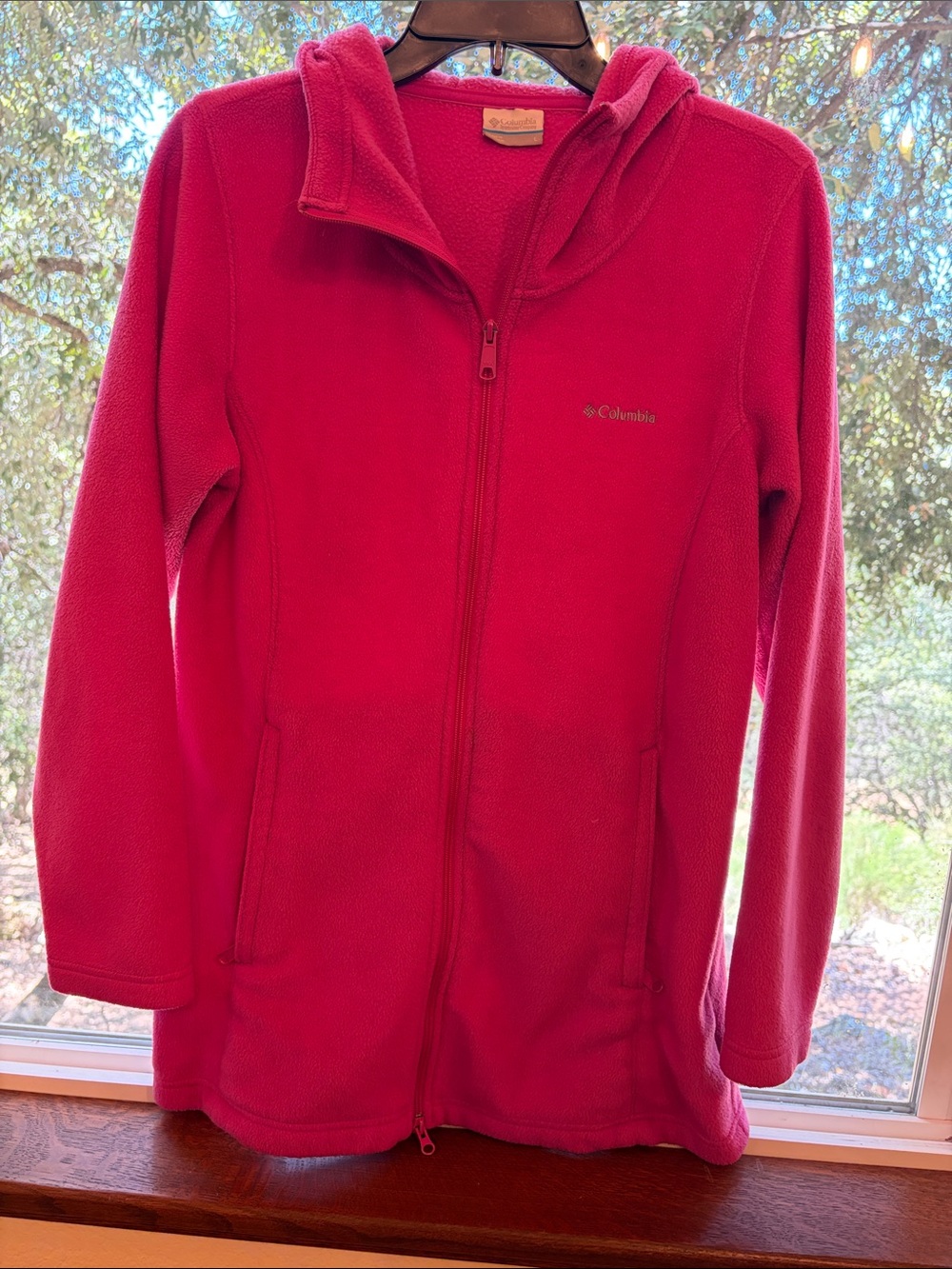 Columbia Bright Pink Hooded Full-Zip Fleece Jacket